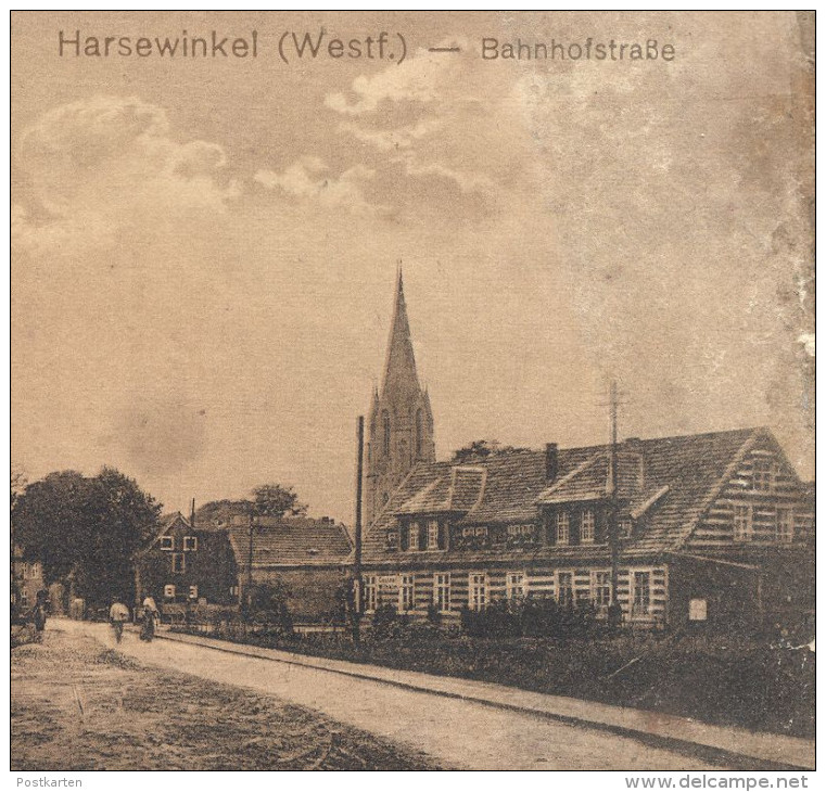 ALTE POSTKARTE HARSEWINKEL WESTFALEN BAHNHOFSTRASSE GASMÜHLE SEPPELFRICKE & VIEHMEYER Ansichtskarte AK Postcard Cpa - Harsewinkel