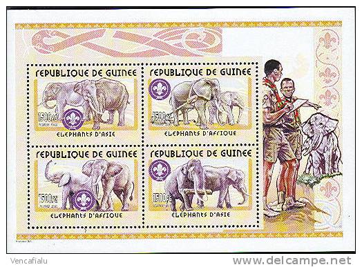 Guinea 2001 - Elefants, Scouting,M/S, MNH - Nuevos
