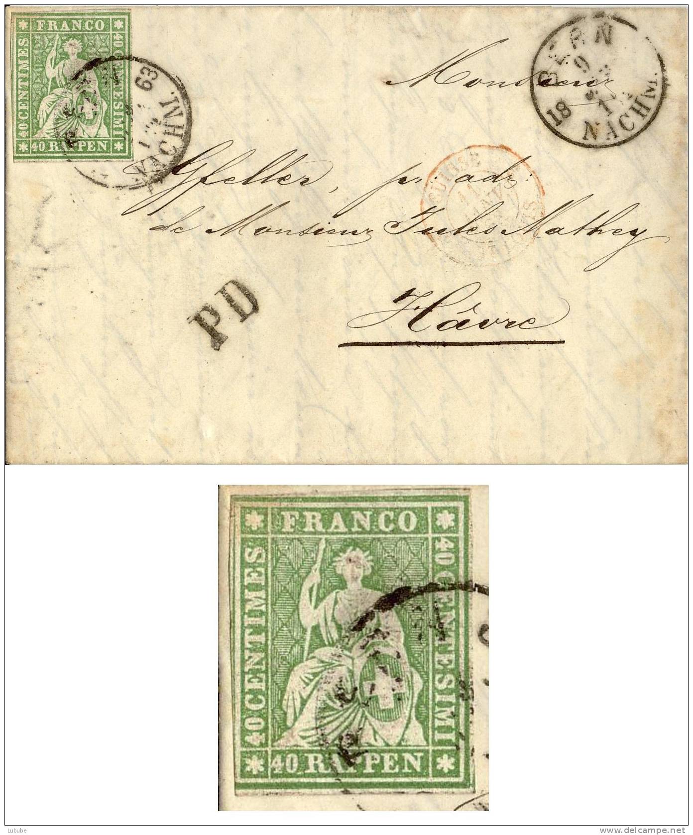 Faltbrief  Bern - Le Havre      1863 - Covers & Documents