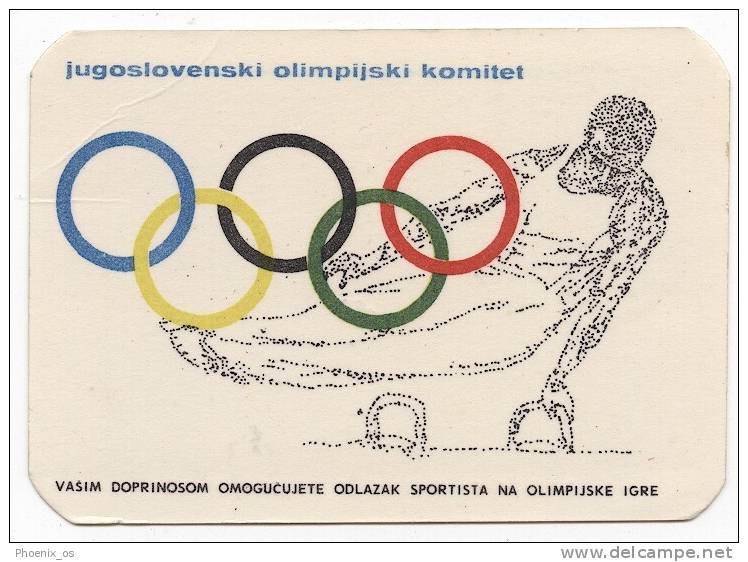 CALENDARS - YUGOSLAV OLYMPIC COMMITTEE, Sports, Lottery, 1968. - Petit Format : 1961-70