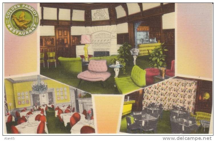 Washington DC, Golden Parrot Restaurant Interior,  On C1940s Vintage Linen Postcard - Washington DC