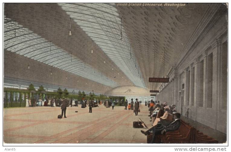 Washington DC, Union Station Railroad Depot Interior View On C1910s Vintage Postcard - Washington DC