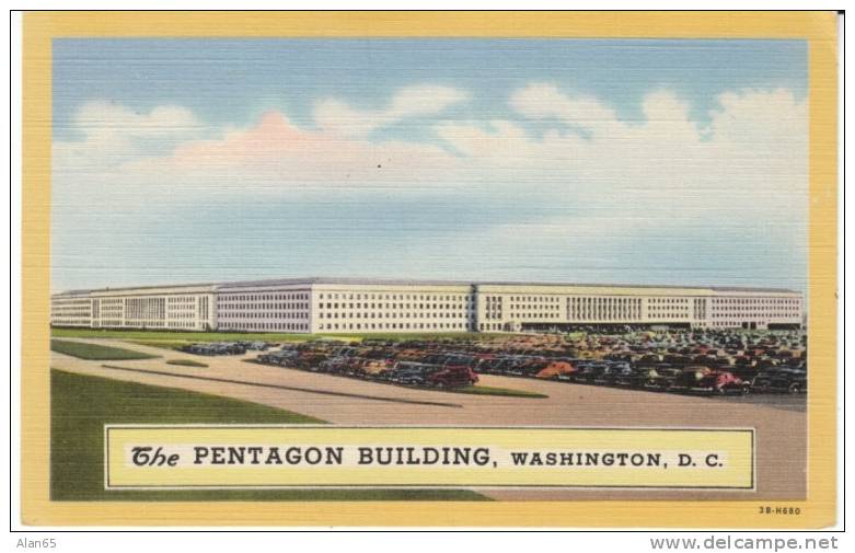 Washington DC, Pentagon Building, Department Of Defense, On C1940s Vintage Curteich Linen Postcard - Washington DC
