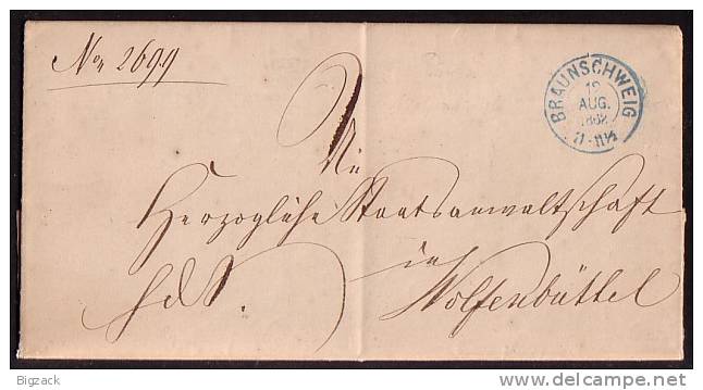 Brief Braunschweig 12.8.1862 Gel. Nach Wolfenbüttel 12.8.1862 Mit Inhalt - [Voorlopers