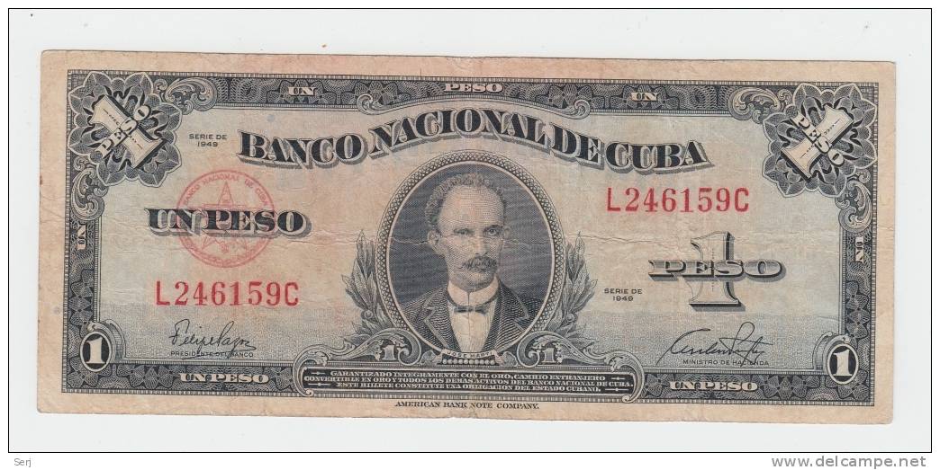 Cuba 1 Peso 1949 VF+ Crispy Banknote P 77a 77 A - Cuba