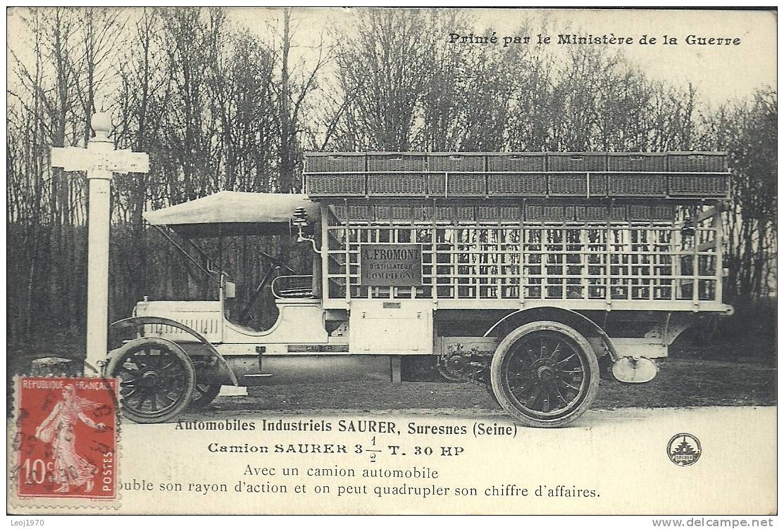 CARTE TOP - VIEUX METIERS GROS PLAN - CAMION SAURER SURESNES AUTOMOBILE COMPIEGNE Fromont Distillateur - Camion, Tir