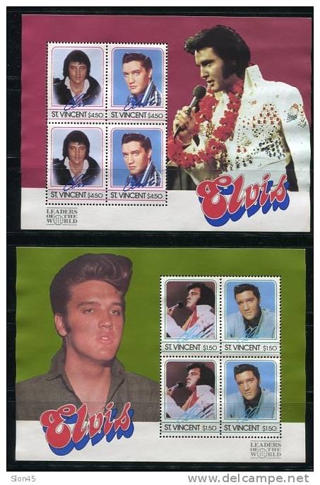 St Vincent 1985  2 Sheets Sc 880-1 Elvis Presley CV $23 - St.Vincent (...-1979)