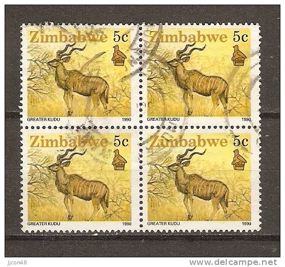 Zimbabwe  1990  Wilclife; Greater Kudu  5c  (o) Perf.14 - Zimbabwe (1980-...)