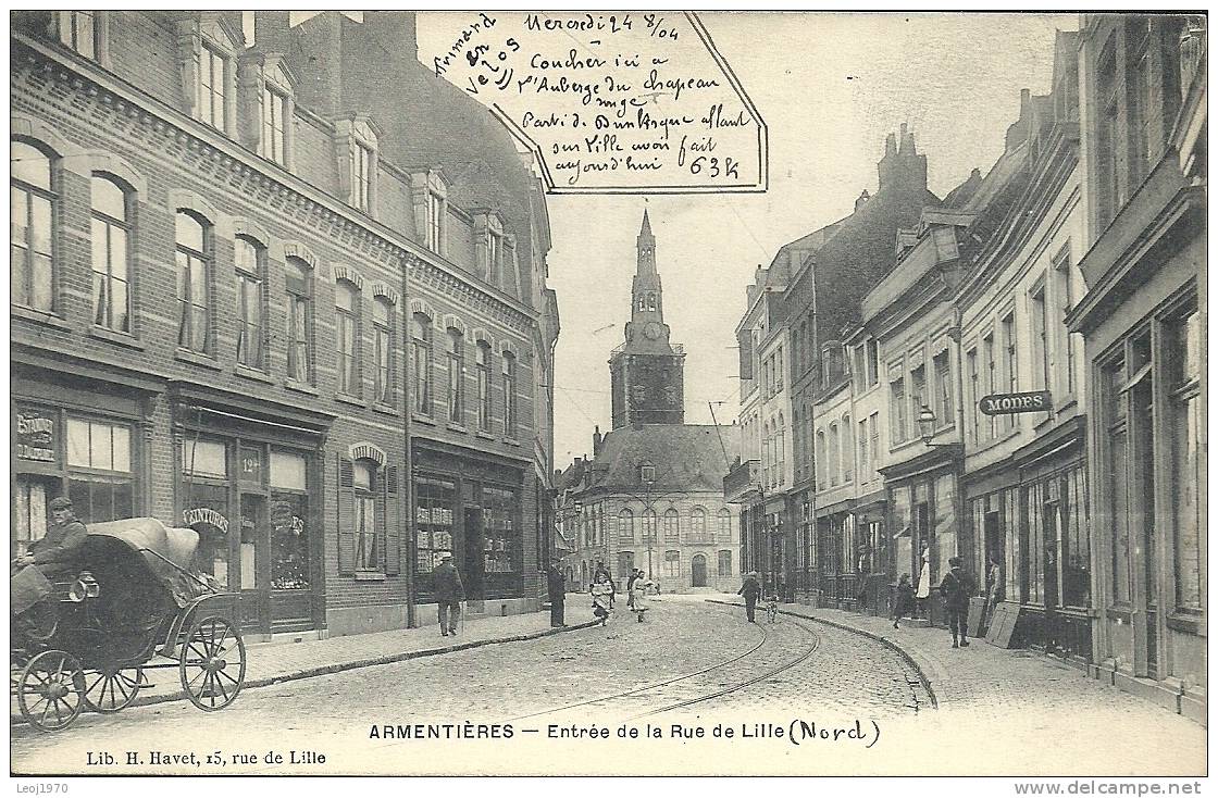 NORD PAS DE CALAIS ARMENTIERES ENTREE DE LA RUE DE LILLE Auberge Du Chapeau Route (mention) - Armentieres