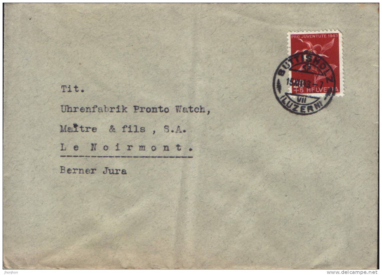Suisse-Enveloppe Circulé En 1943  - Pro Juventute 1943 - Storia Postale