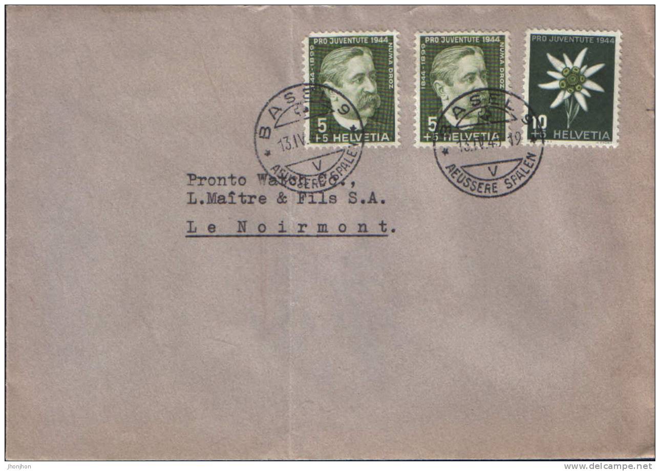 Suisse-Enveloppe Circulé En 1945  - Pro Juventute 1944 - Storia Postale