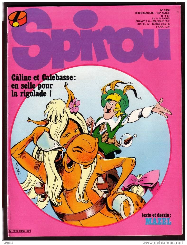 SPIROU N° 2366 - Année 1983 - Couverture "CALINE Et CALEBASSE" De Mazel. - Spirou Magazine