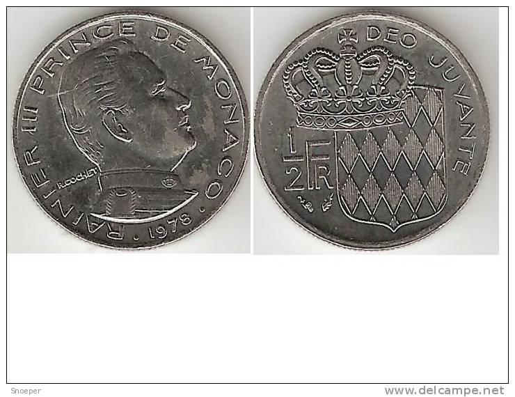 *monaco 1/2 Franc 1978 Km 145 Xf+ !!! - 1960-2001 Neue Francs