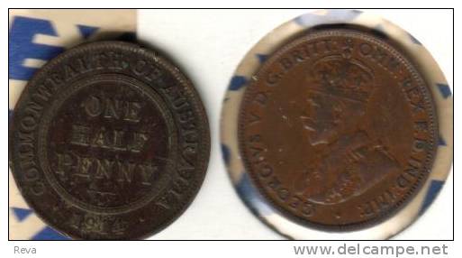 AUSTRALIA 1/2 PENNY NAME FRONT KGV HEAD 1914 "H" BURMINGHAM MINT CV.$20A READ DESCRIPTION CAREFULLY !!! - ½ Penny