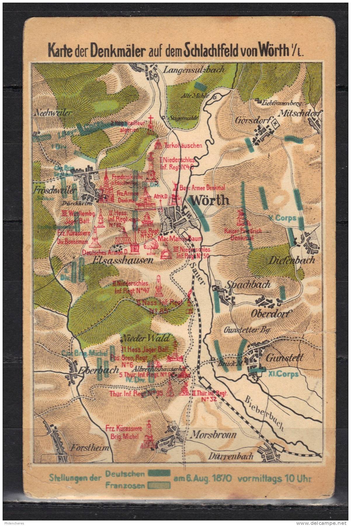 GRUSS 1910 Souvenir CPA Allemagne Carte Der Denkmaler (pli) - Elsass