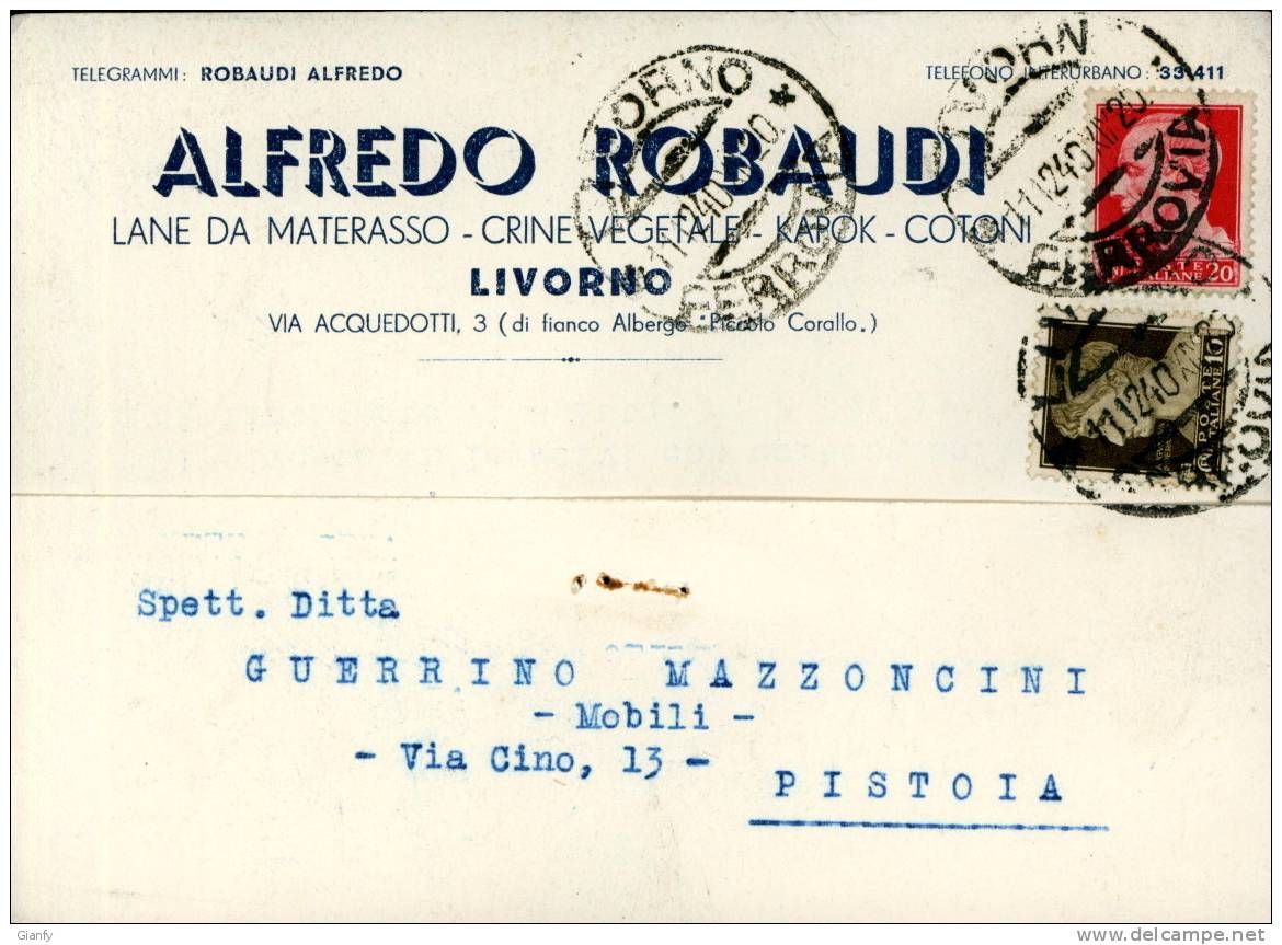LIVORNO ROBAUDI LANE TESTATINA PUBBLICITA' 1940 - Advertising