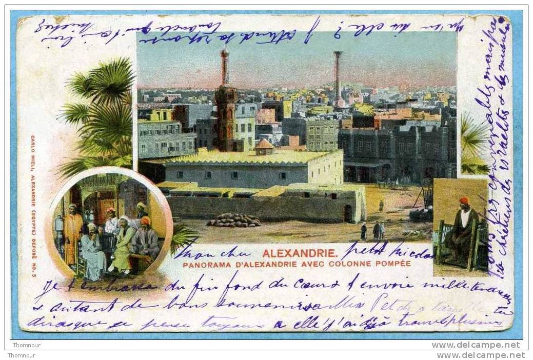 ALEXANDRIE  -  Panorama D´ Alexandrie  Avec Colonne  Pompée - 1903 - CARTE PRECURSEUR  - - Alexandrie