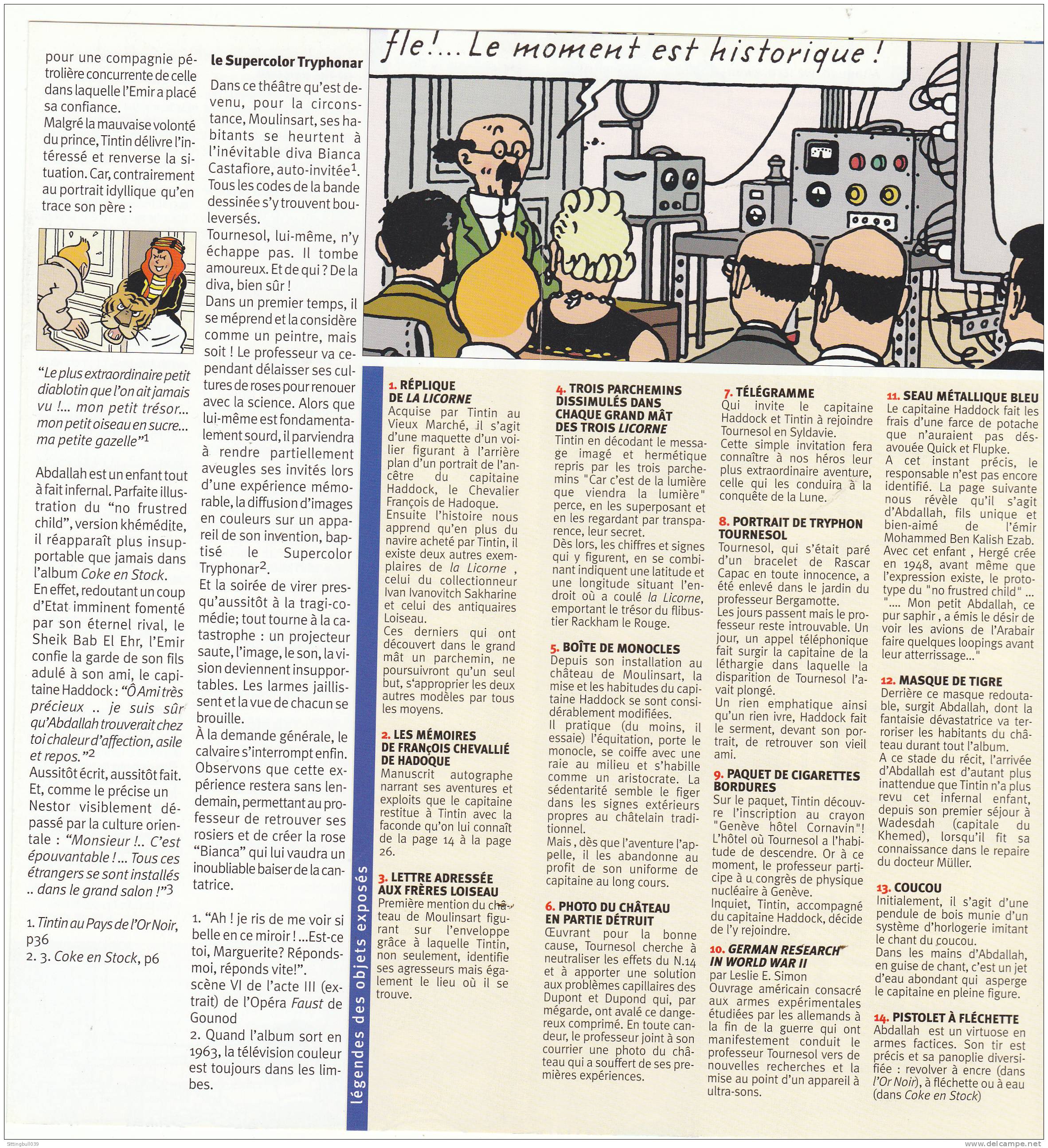 Hergé. Les Secrets De Moulinsart. Dépliant PUB 2001. Thèmes De Parcours, Légendes Des Objets Exposés.... - Advertentie