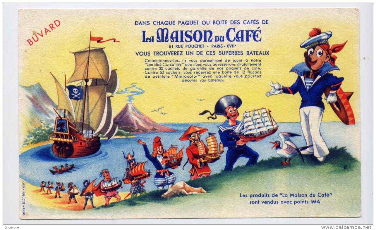 Buvard CAFE MAISON DU CAFE Voilier Pirates Bateaux Points IMa - Kaffee & Tee