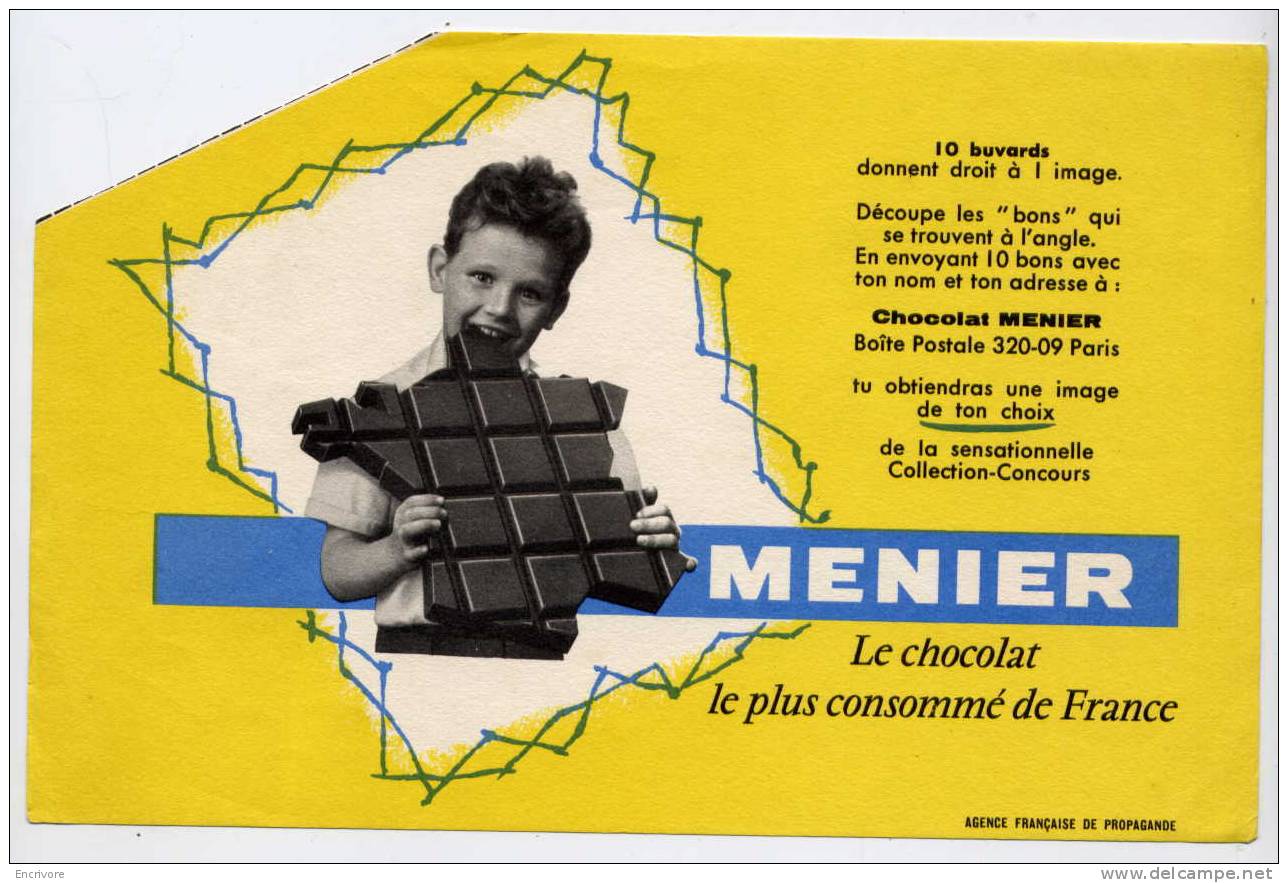 Buvard Chocolat MENIER Carte De France - Point Coupé - Cocoa & Chocolat