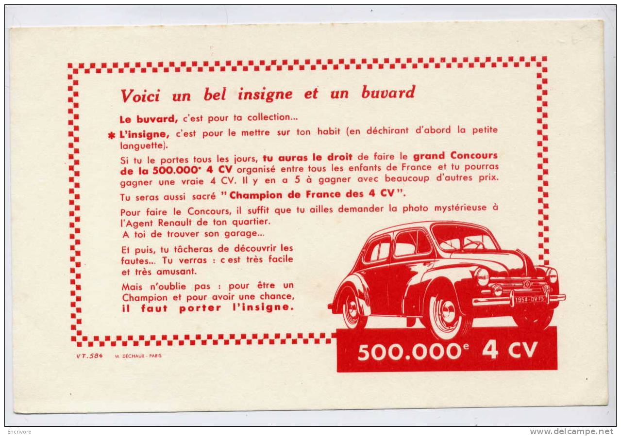 Buvard  Voiture Concours 4 CV - Automobile