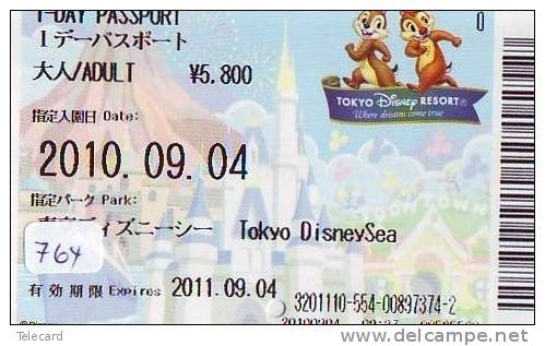Disney * PASSPORT * Entreecard JAPON * TOKYO DISNEYLAND Passeport (764) JAPAN PASS * CINEMA * FILM * CHIP AND DALE - Disney