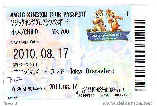 Disney * PASSPORT * Entreecard JAPON * TOKYO DISNEYLAND Passeport (767) JAPAN PASS * CINEMA * FILM * CHIP AND DALE - Disney