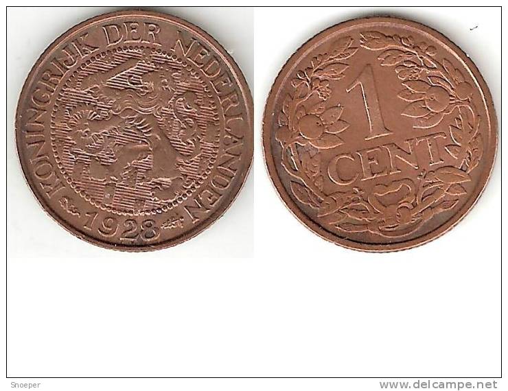 Netherlands 1 Cent 1928  Km 152 Xf - 1 Cent