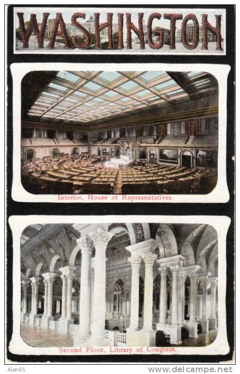 Washington DC, US House Of Representatives, Library Of Congress Interior Views On C1900s/10s Vintage Postcard - Washington DC