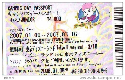 Disney * PASSPORT * Entreecard JAPON * TOKYO DISNEYLAND Passeport (801)  JAPAN PASS * CINEMA * FILM * THE RESCUERS - Disney