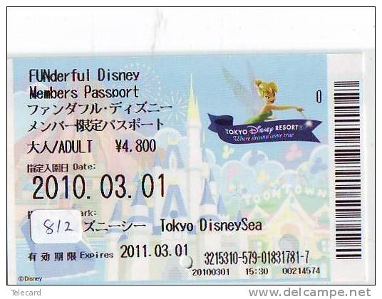 Disney * PASSPORT * Entreecard JAPON * TOKYO DISNEYLAND Passeport (812)  JAPAN PASS * CINEMA * FILM * PETER PAN - Disney