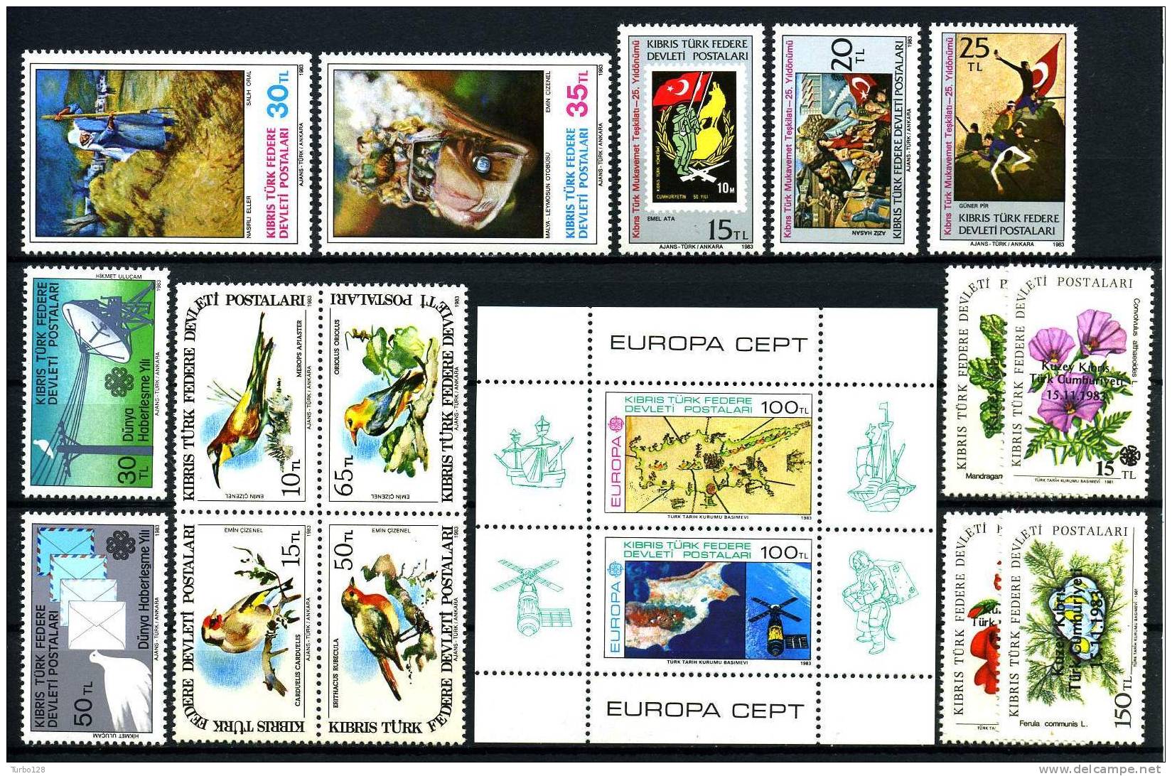 CHYPRE TURC  Année  1983  N° 112 à 126 + Blocs N° 4  Neufs** Ier Choix. Sup. Cote: 55,25&euro;  () - Unused Stamps