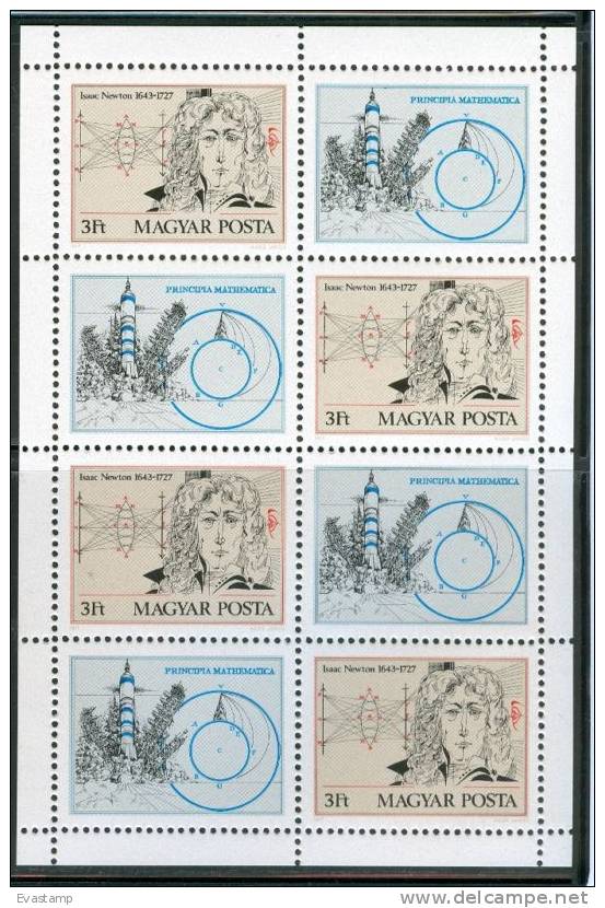 HUNGARY-1977.MiniSheet - Isaac Newton MNH! - Unused Stamps