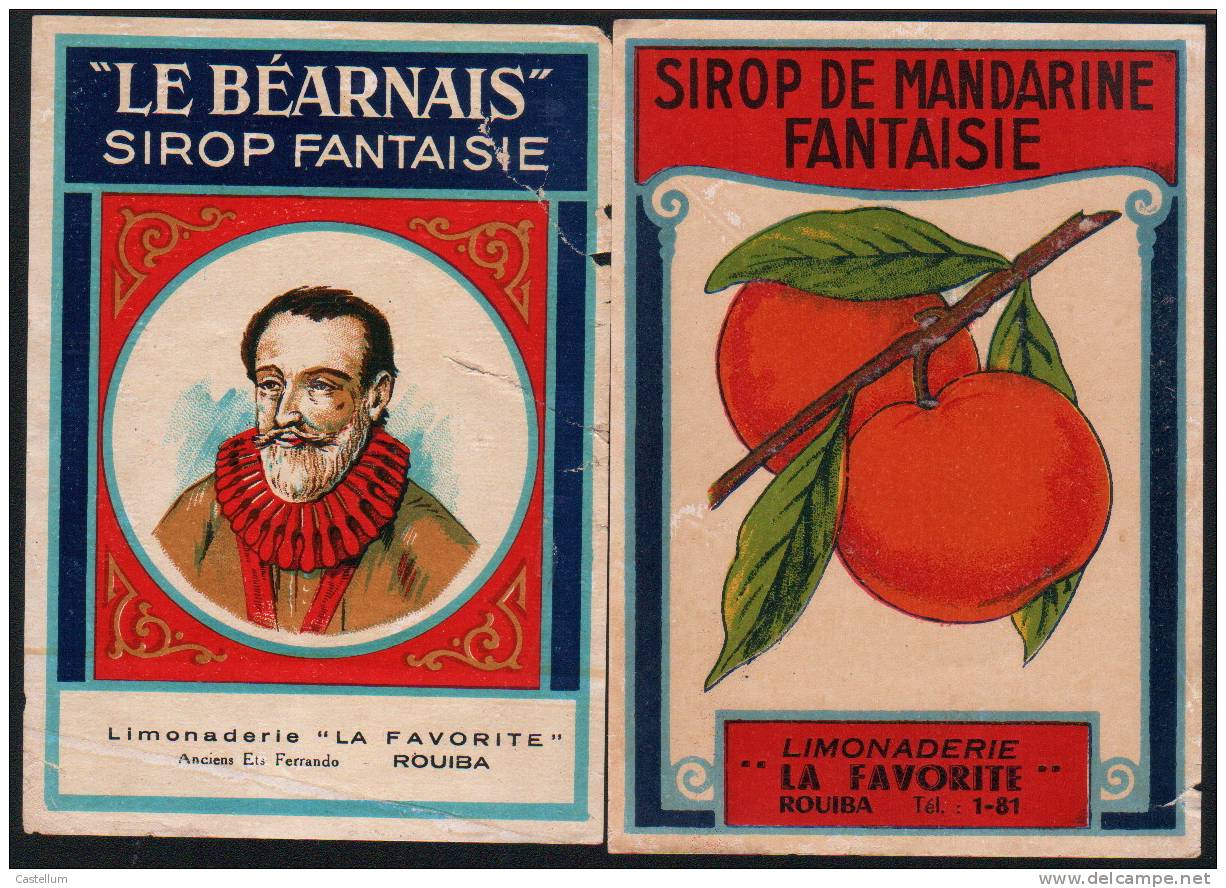 Etiquettes De Sirop Grenadine Et Mandarine - Fruits Et Légumes