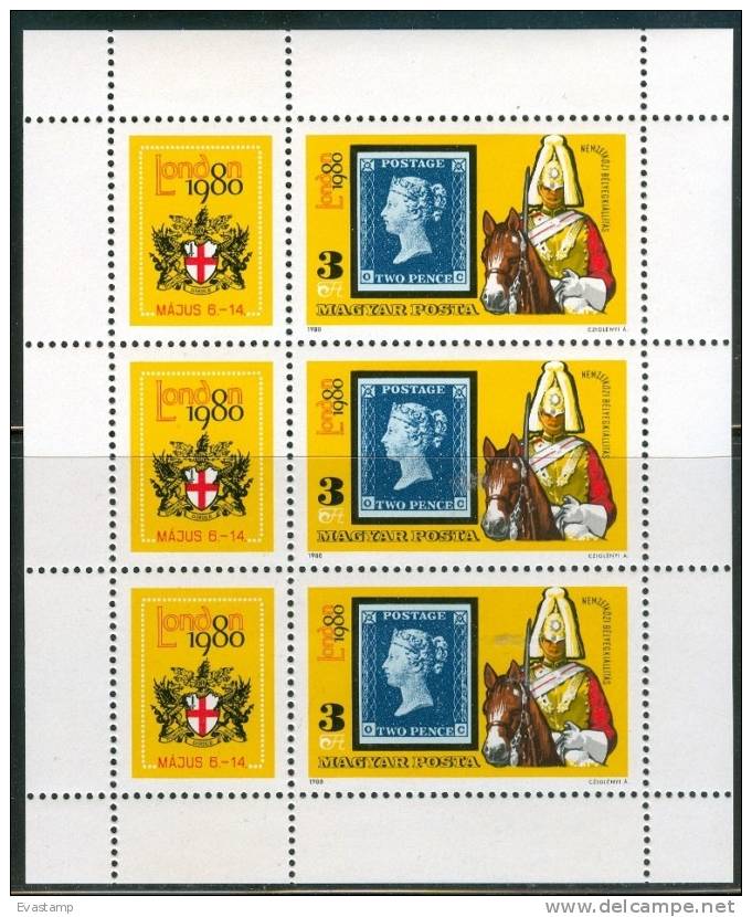 HUNGARY-1980.Sheetlet - London ´80 MNH - Unused Stamps