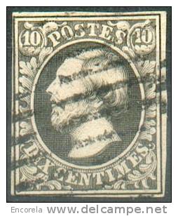 N°1 - Guillaume 10 Centimes Noir-gris, Bien Margé Et Obl. Rurale - 6987 - 1852 Guglielmo III