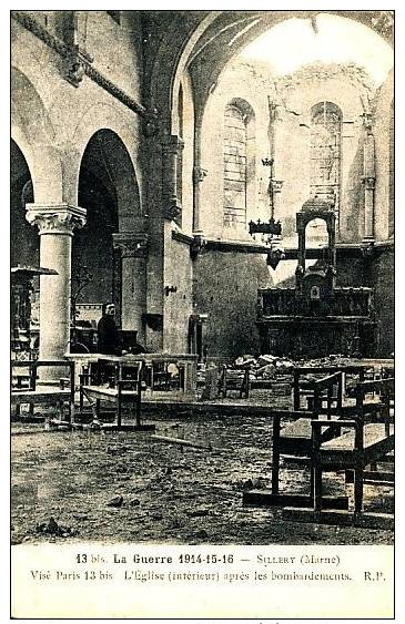 51.SILLERY  INTERIEUR DE L'EGLISE - Guerra 1914-18