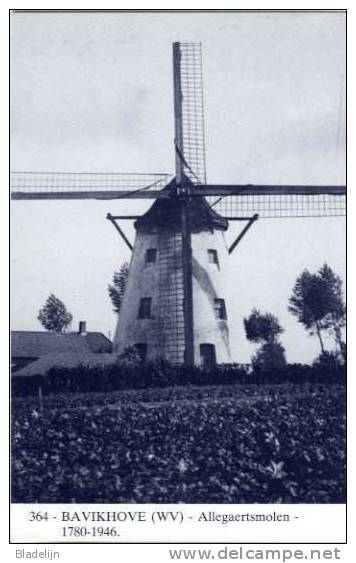 BAVIKHOVE - Harelbeke (W.Vl.) - Molen/moulin - Blauwe Postkaart Ons Molenheem Van De Verdwenen Molen Allegaert. - Harelbeke