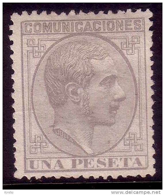 Edifil 197(*) Alfonso XII Año 1878 1 Pts Gris En Nuevo, Magnífico Y Raro Así - Nuevos