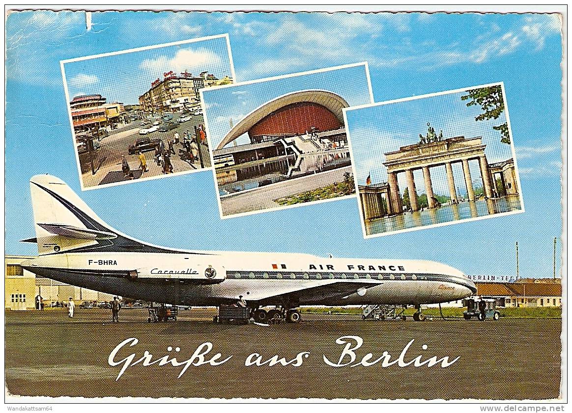 AK 92126 Grüße Aus Berlin Mehrbild 4 Bilder Kurfürstendammecke Mit Cafe Kranzler Kongresshalle Brandenburger Tor Flughaf - Tegel