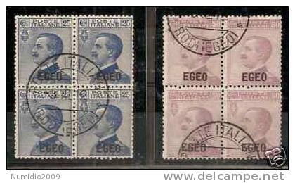1912 EGEO USATO 25 E 50 CENT IN QUARTINA - RR2716 - Egée