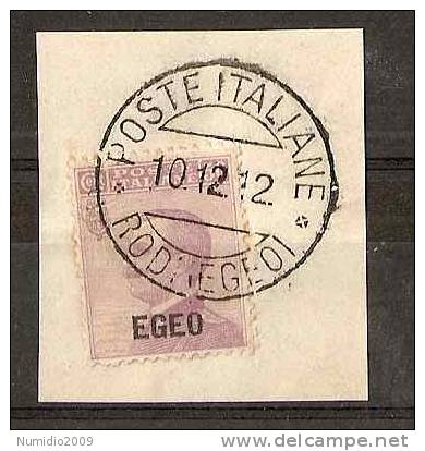 1912 EGEO USATO 50 CENT SU FRAMMENTO - RR2717 - Egée