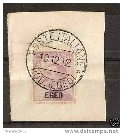 1912 EGEO USATO 50 CENT SU FRAMMENTO - RR2717-3 - Egeo