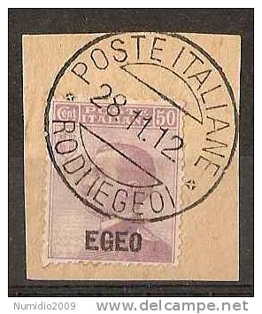 1912 EGEO USATO 50 CENT SU FRAMMENTO - RR2717-5 - Egée