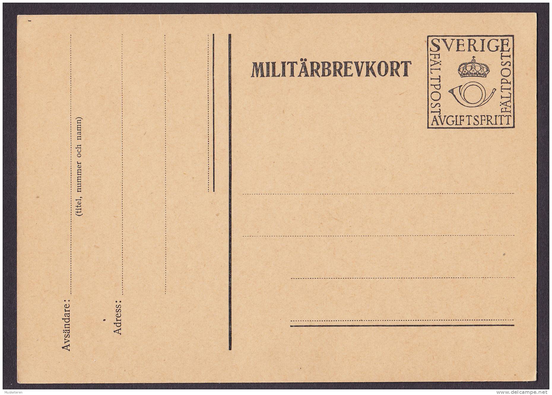 Sweden Postal Stationery Ganzsache Militärbrevkort Fältpost Feldpost Fieldpost Card - Militärmarken