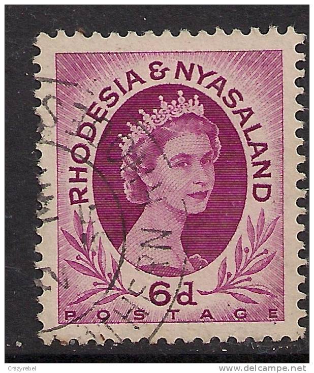 RHODESIA NYASALAND QE2 1954 - 56 6d STAMP SG 7 (E23) - Rhodesia & Nyasaland (1954-1963)