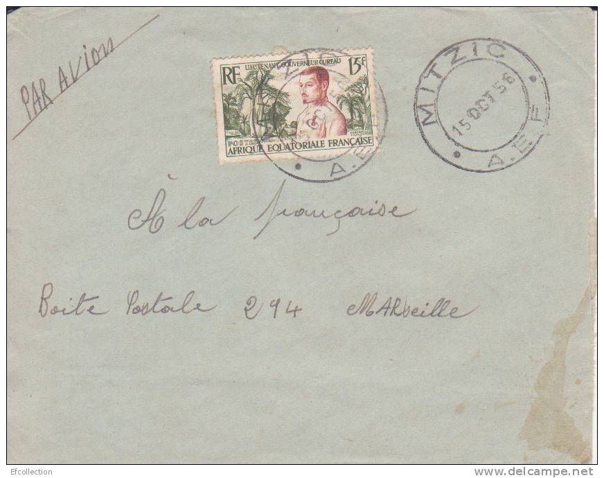 Afrique,A.E.F,Gabon,Oyem,       Mitzic  Le 15/10/1956 > France,lettre,Colonies - Autres & Non Classés