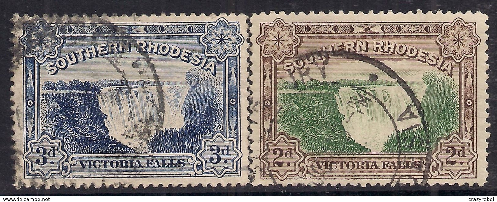 Southern Rhodesia 1932 KGV Set Victoria Falls Used SG 29 & 30 ( C192 ) - Southern Rhodesia (...-1964)