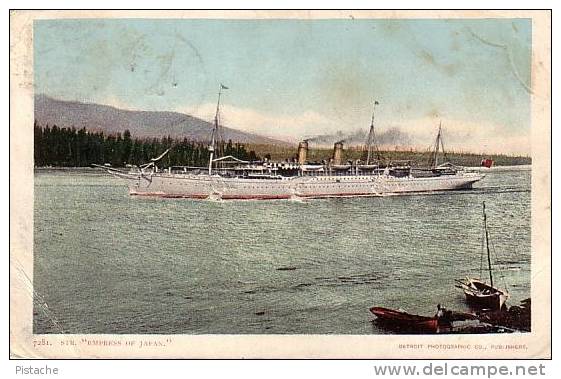 Vancouver Boat - Ocean Liner Empress Japan - Written 1905 - Simple Back - 2 Scans - Damaged By Pin Holes - Other & Unclassified