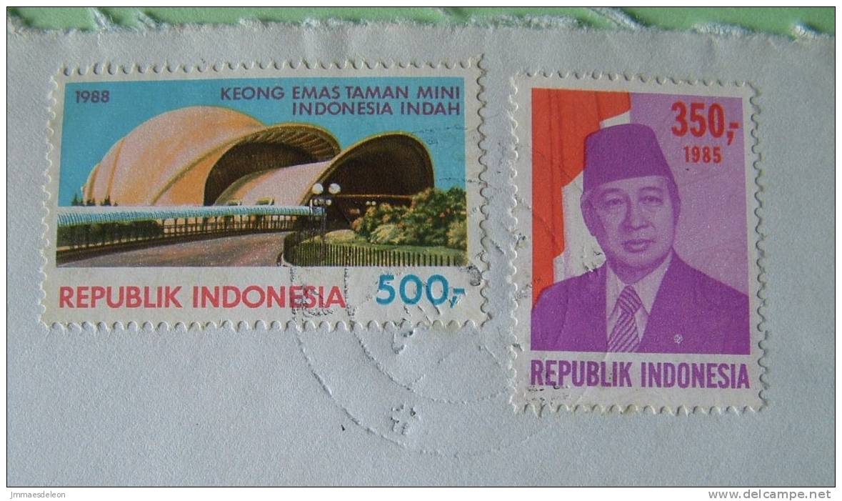 Indonesia 1988 Cover To England UK - Suharto Modern Architecture Keong Emas Theater - Indonesia
